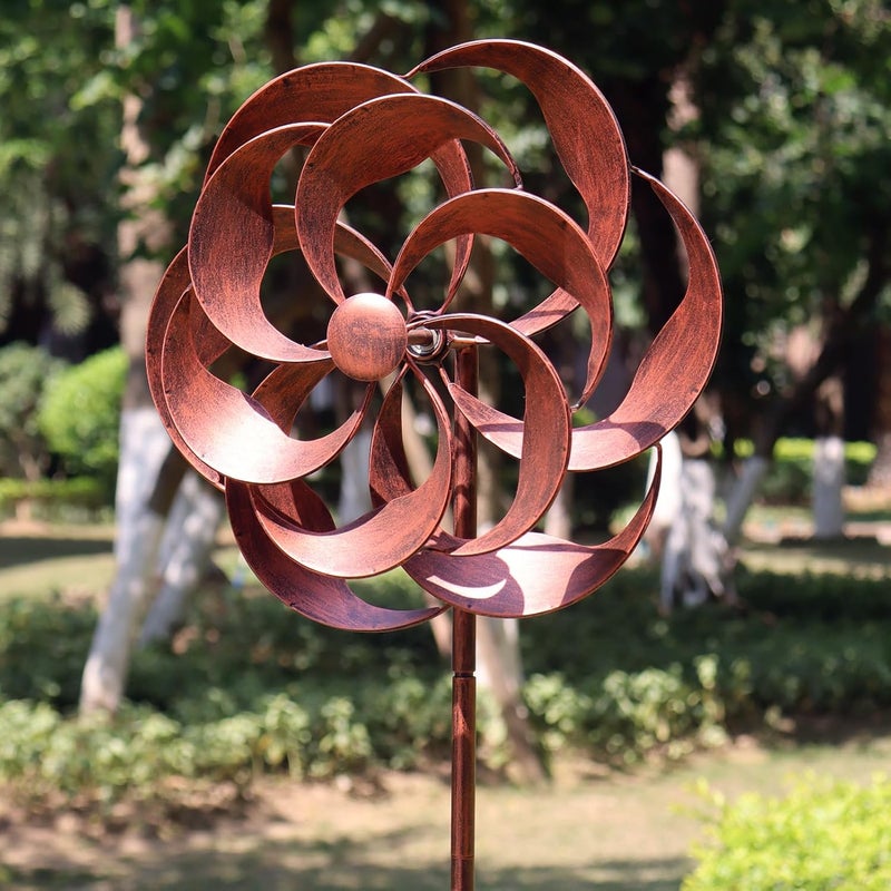 LERFUGI 360 Degrees Metal Swivel Classical Wind Spinner Willow Leaves for Patio Lawn Outdoor Yard Lawn Garden - Image 4